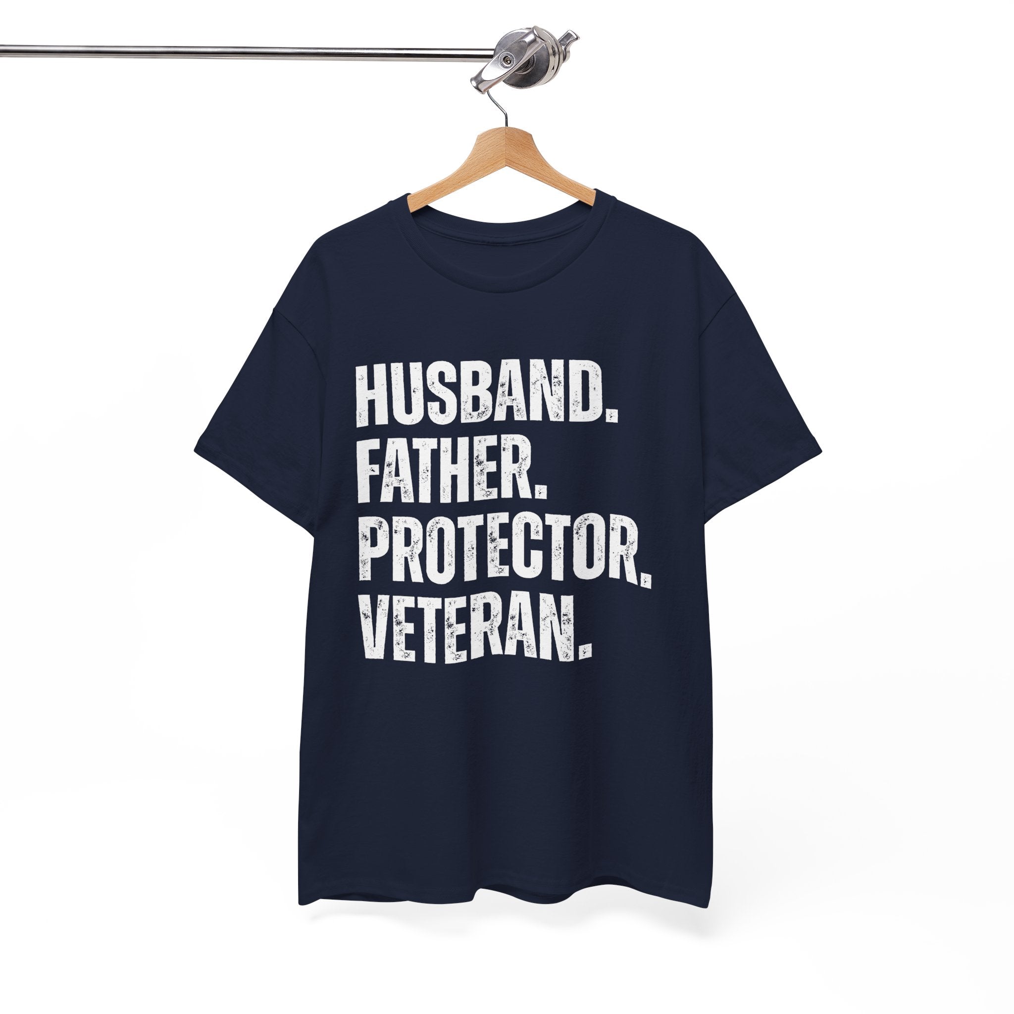 Husband Father Protector Veteran Unisex Heavy Cotton Tee