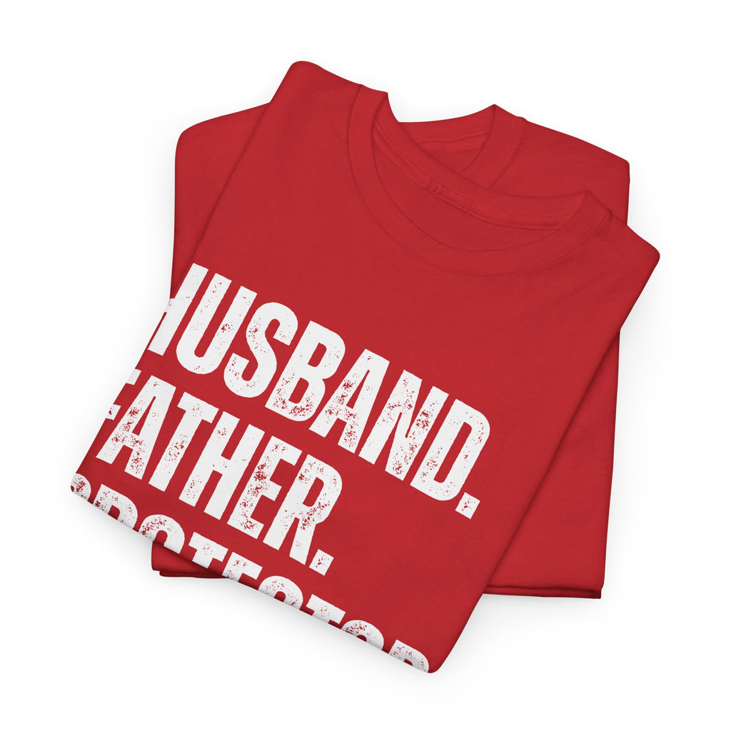 Husband Father Protector Veteran Unisex Heavy Cotton Tee