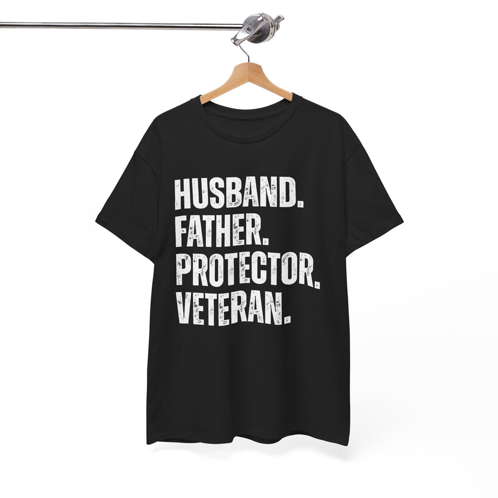 Husband Father Protector Veteran Unisex Heavy Cotton Tee