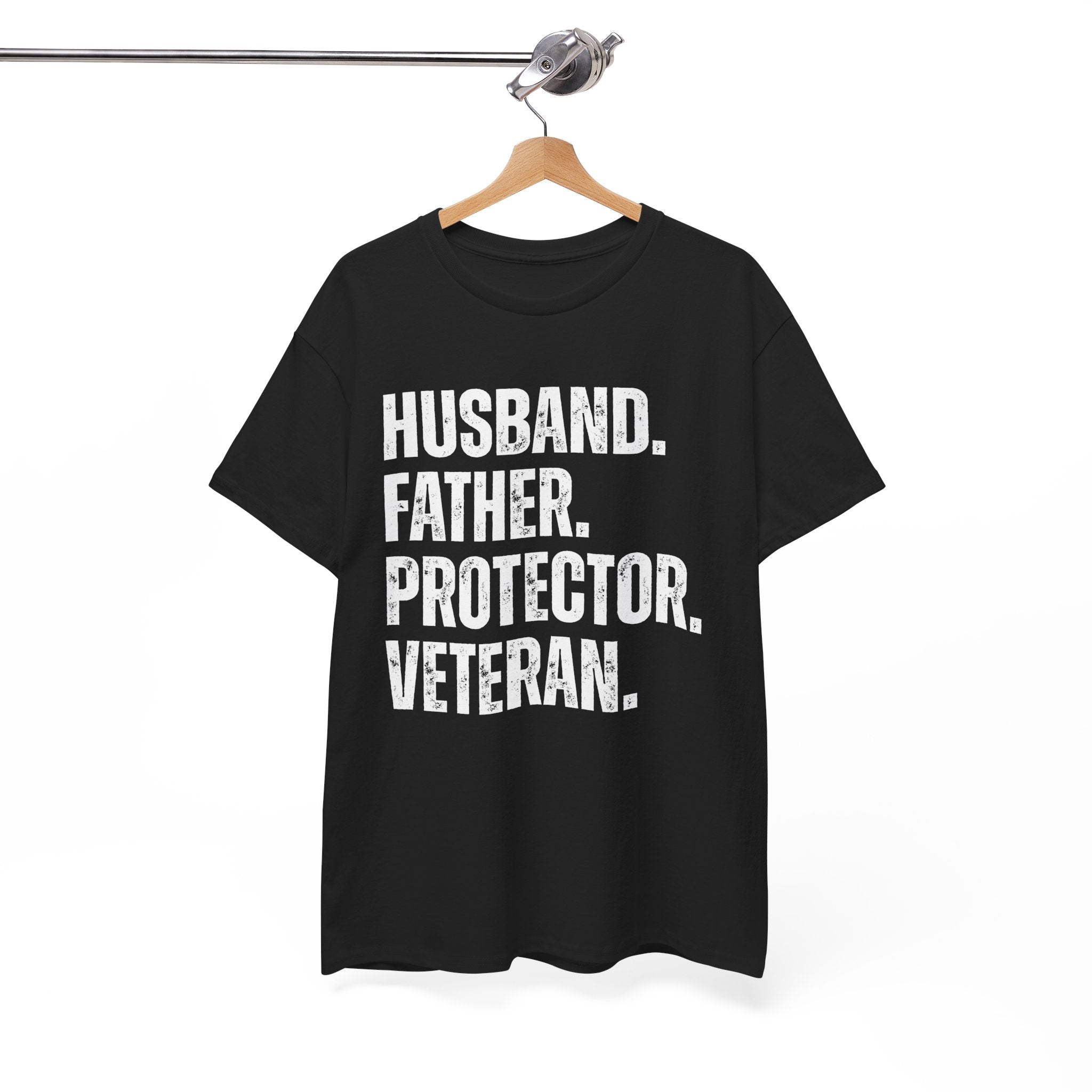 Husband Father Protector Veteran Unisex Heavy Cotton Tee