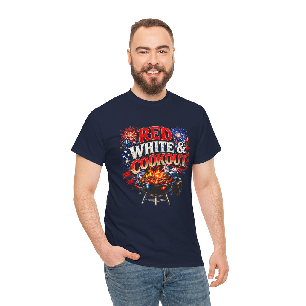4th of July Red White and Cookout Unisex Heavy Cotton Tee