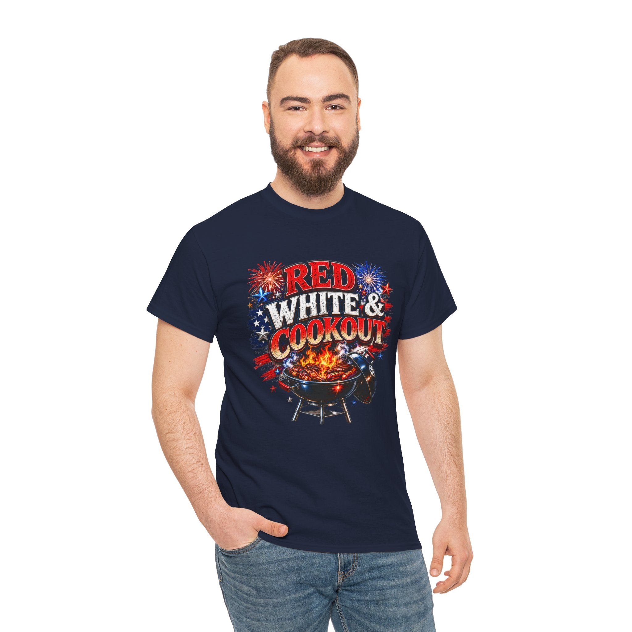 4th of July Red White and Cookout Unisex Heavy Cotton Tee