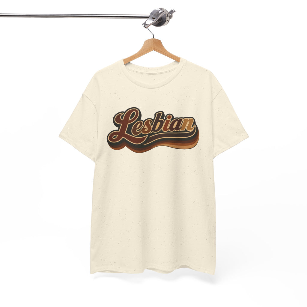 Pride Lesbian Retro Vibes in Melanin Unisex Heavy Cotton Tee