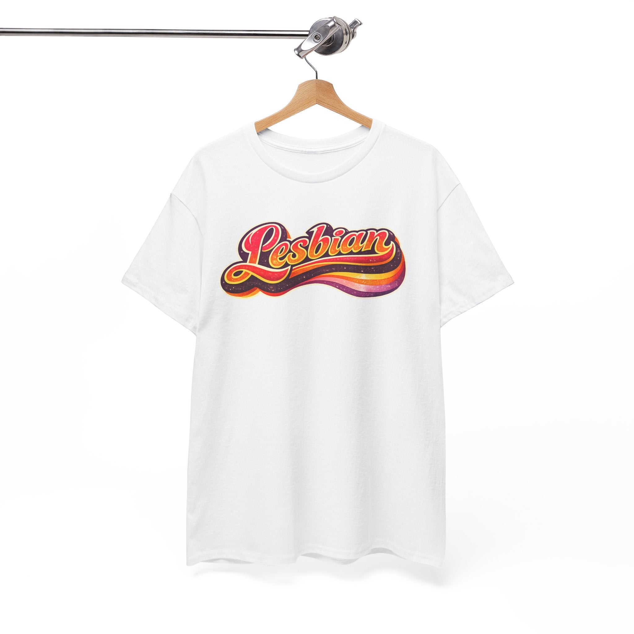 Pride Lesbian Retro Vibes Unisex Heavy Cotton Tee