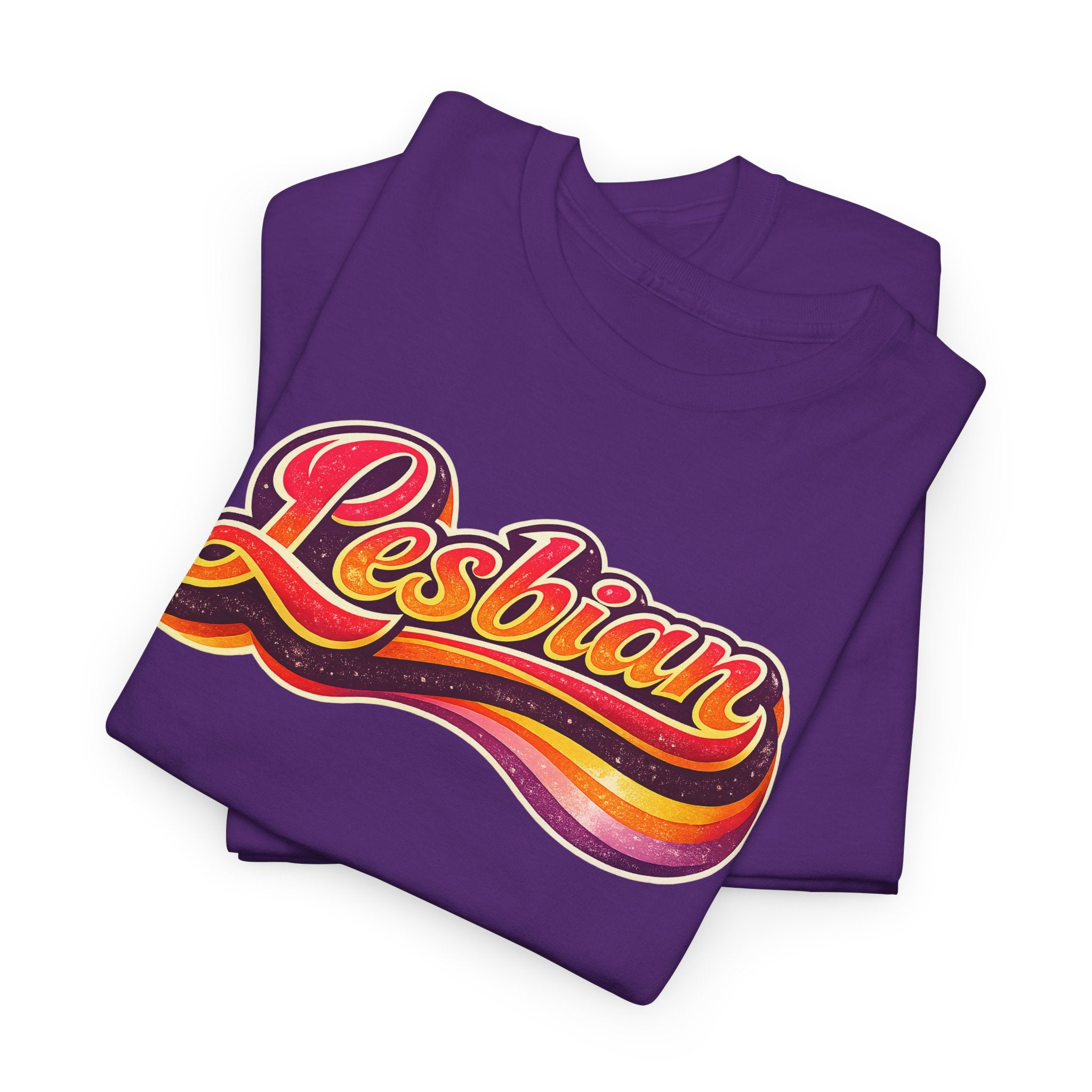 Pride Lesbian Retro Vibes Unisex Heavy Cotton Tee