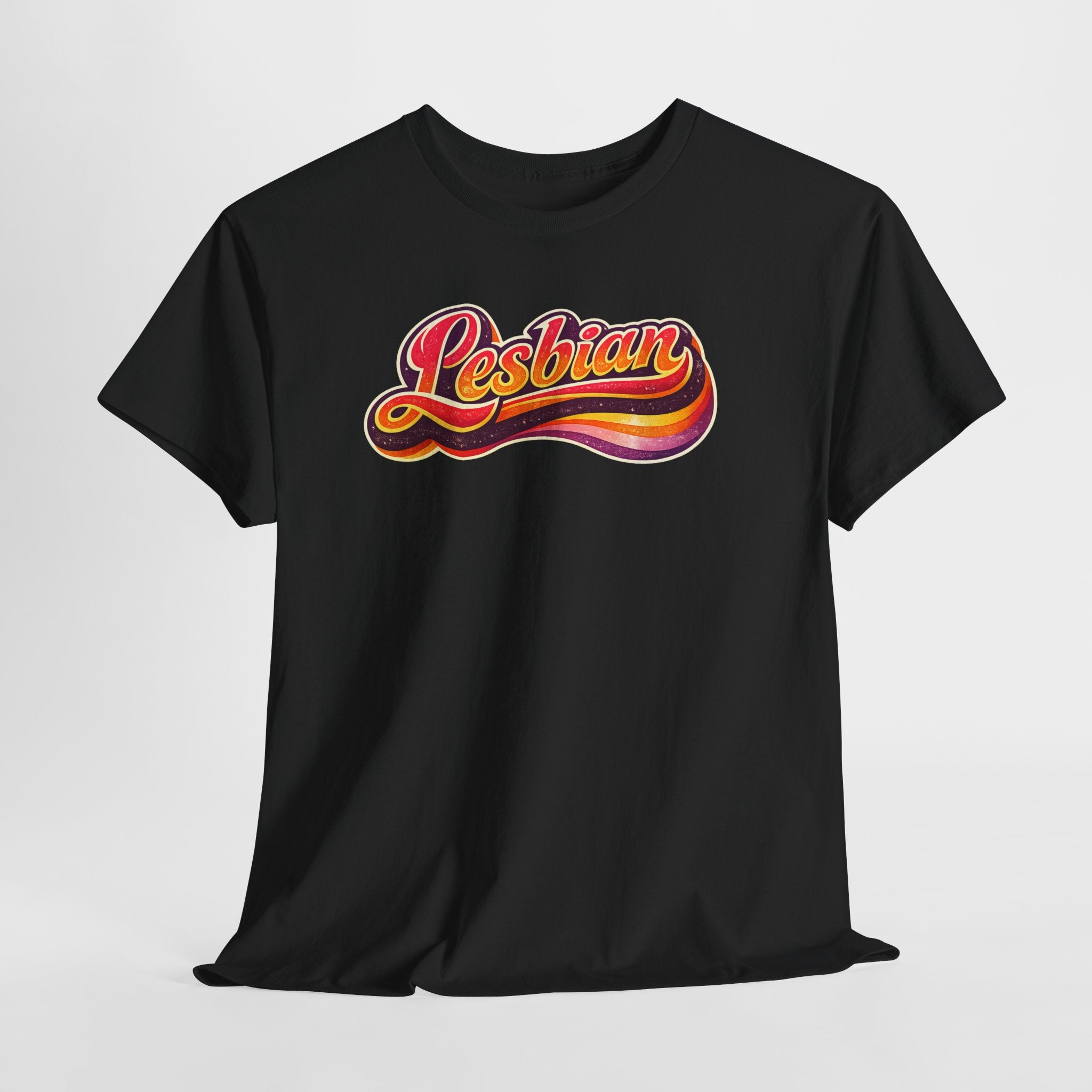 Pride Lesbian Retro Vibes Unisex Heavy Cotton Tee