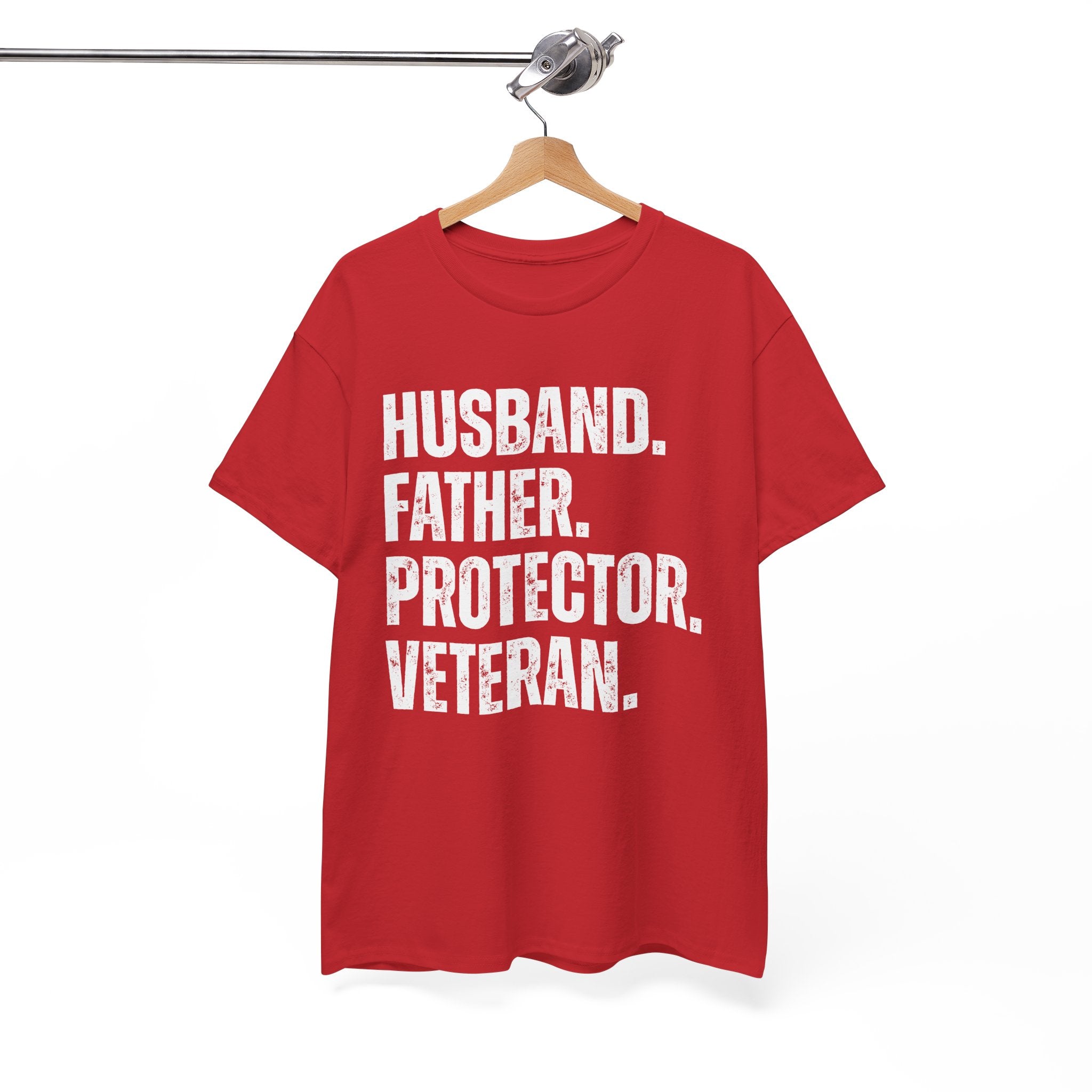 Husband Father Protector Veteran Unisex Heavy Cotton Tee