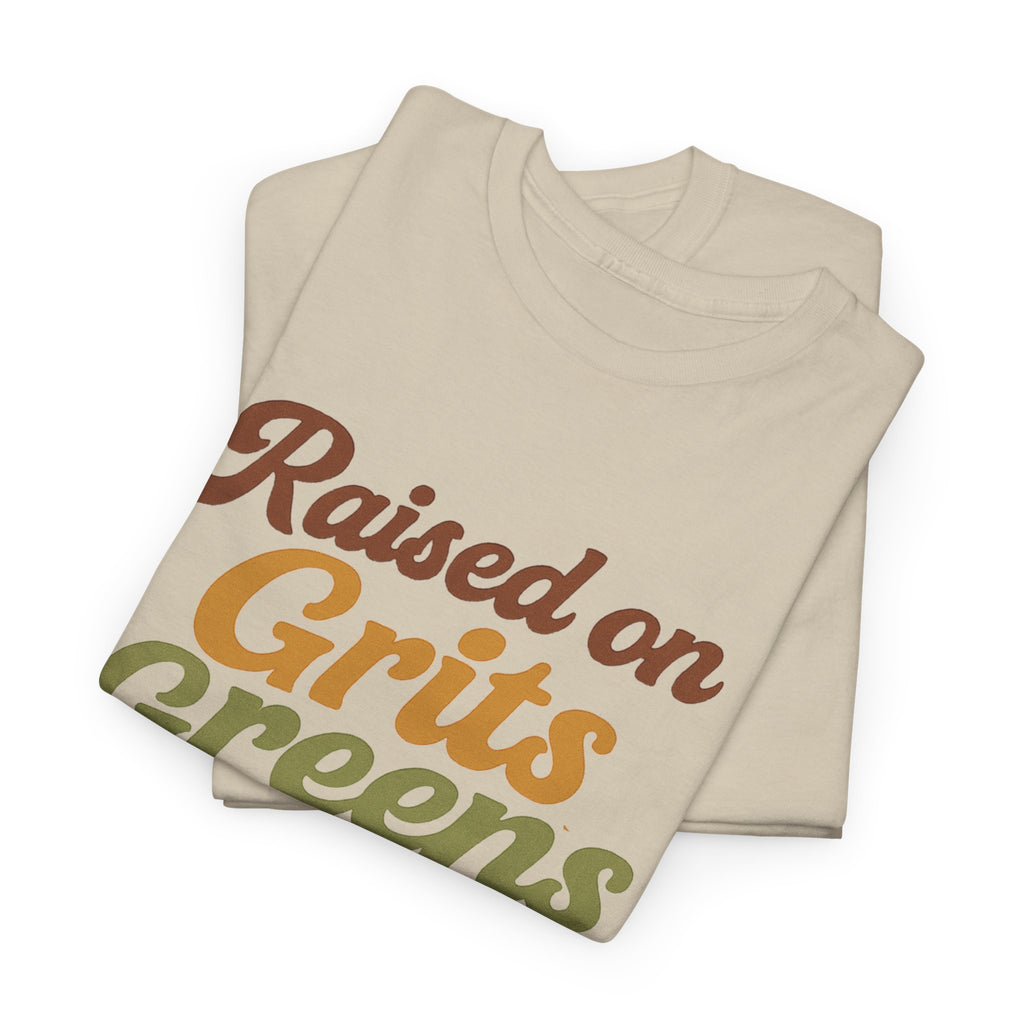 Raised on Grits Greens and Gospel Southern Style Unisex Heavy Cotton Tee