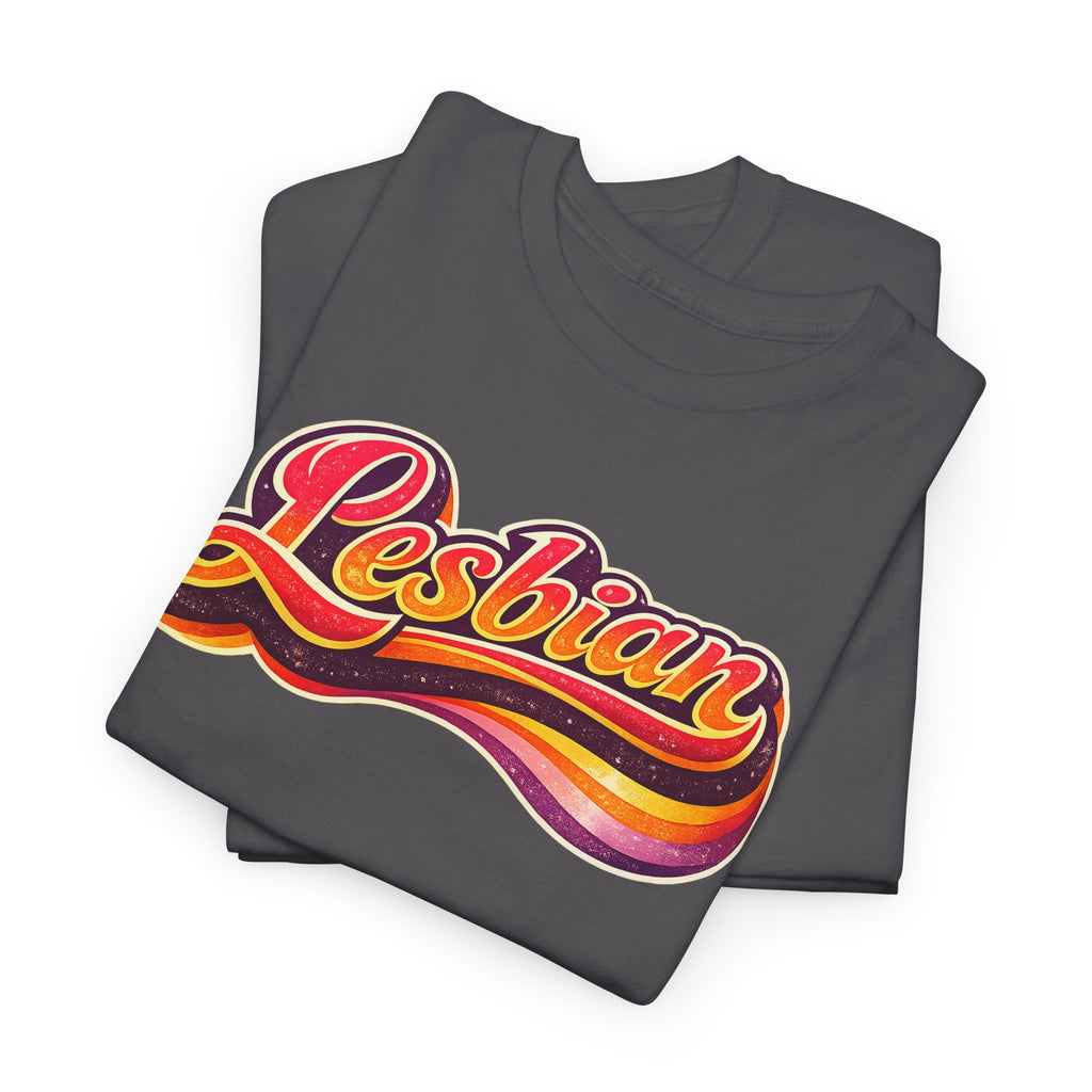 Pride Lesbian Retro Vibes Unisex Heavy Cotton Tee