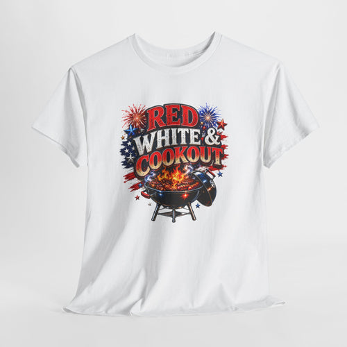 4th of July Red White and Cookout Unisex Heavy Cotton Tee