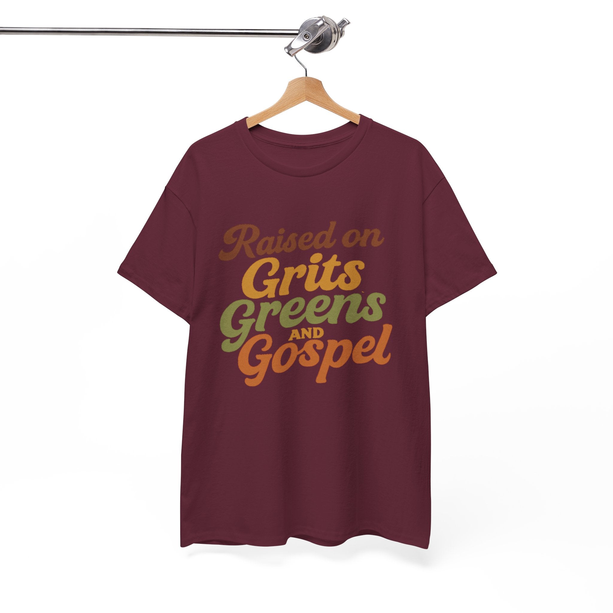 Raised on Grits Greens and Gospel Southern Style Unisex Heavy Cotton Tee