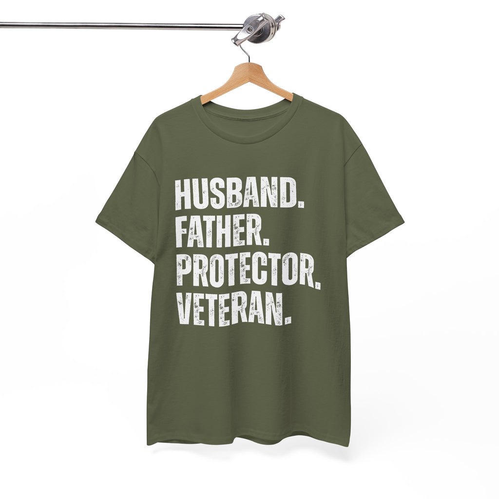 Husband Father Protector Veteran Unisex Heavy Cotton Tee