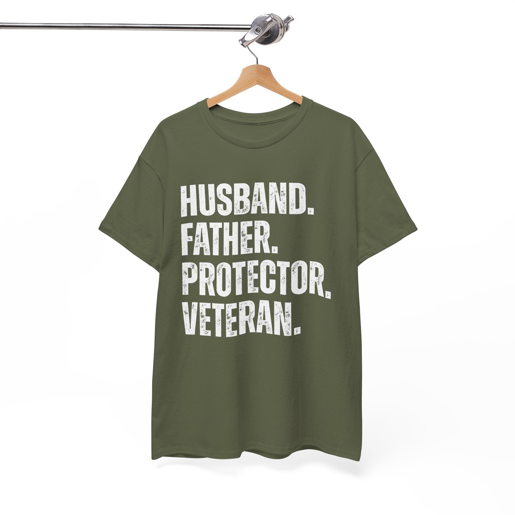 Husband Father Protector Veteran Unisex Heavy Cotton Tee