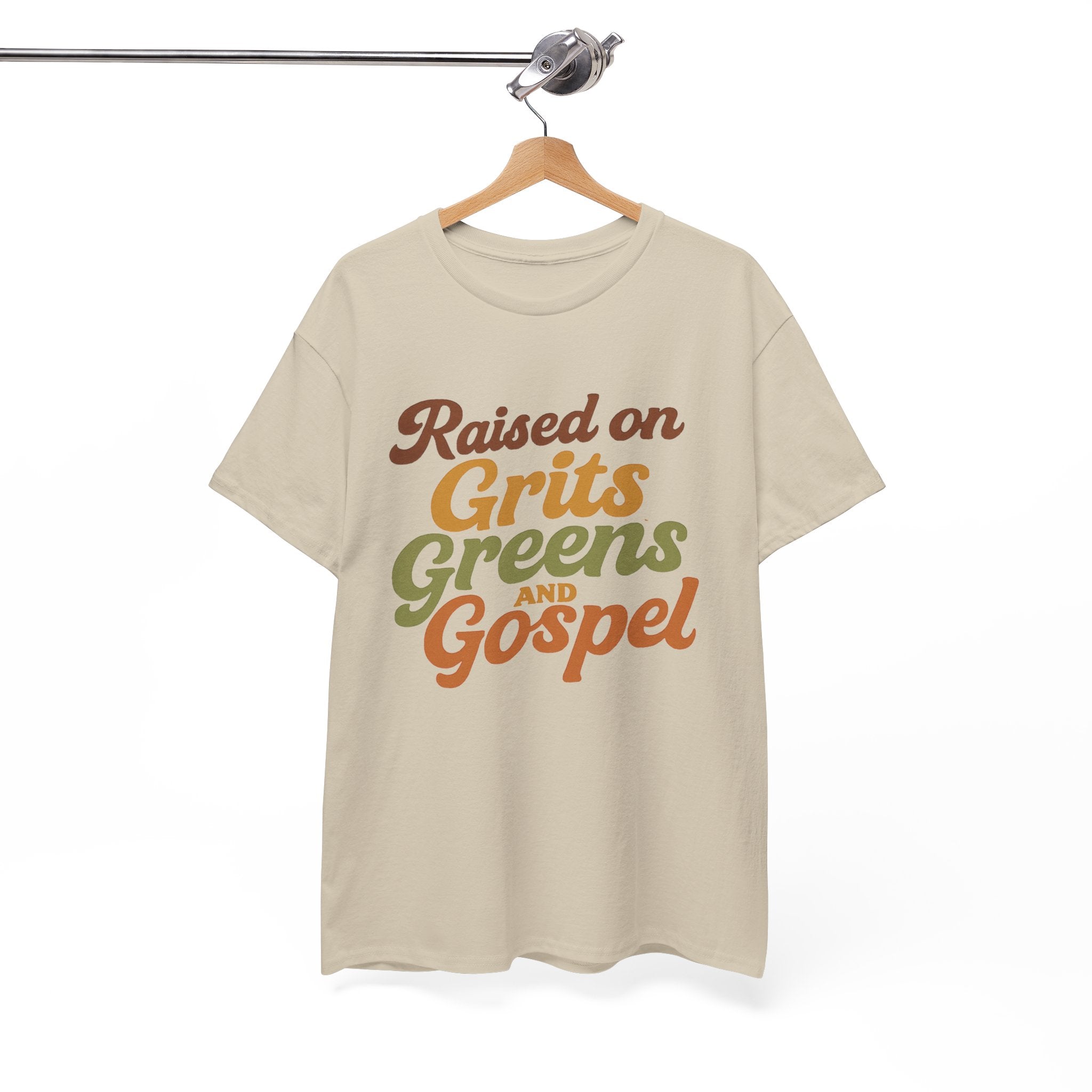 Raised on Grits Greens and Gospel Southern Style Unisex Heavy Cotton Tee