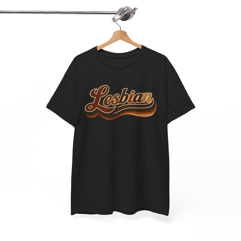 Pride Lesbian Retro Vibes in Melanin Unisex Heavy Cotton Tee