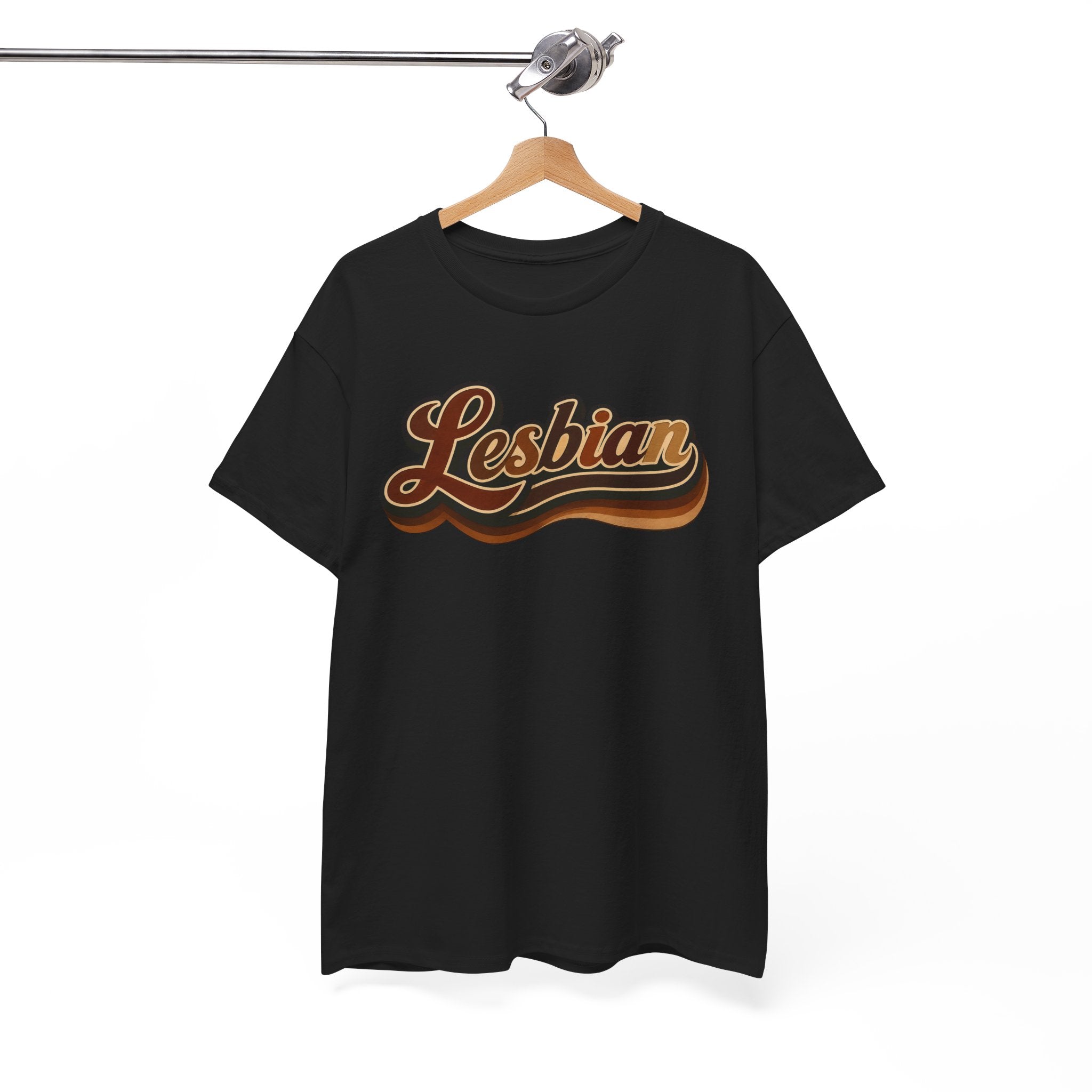 Pride Lesbian Retro Vibes in Melanin Unisex Heavy Cotton Tee