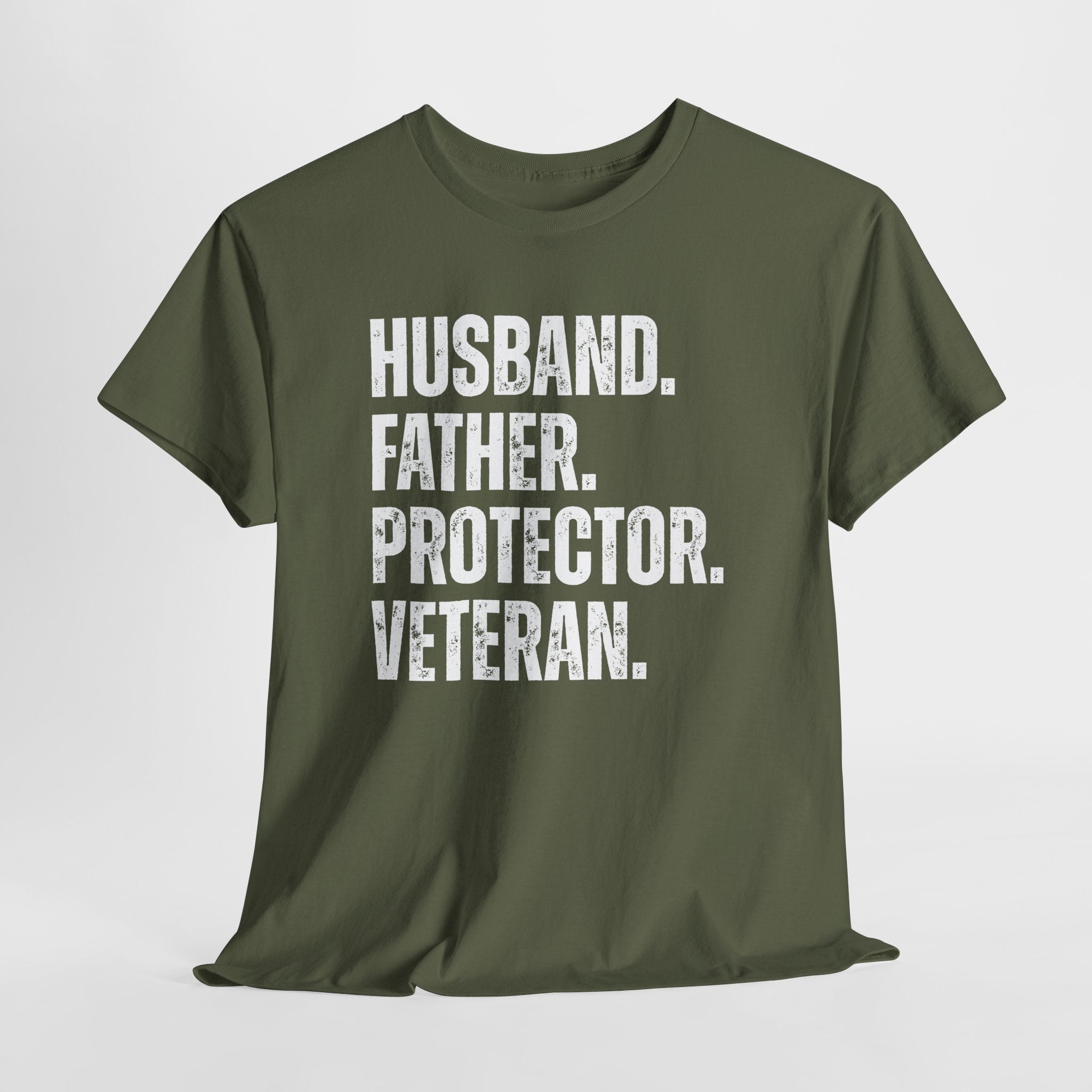 Husband Father Protector Veteran Unisex Heavy Cotton Tee
