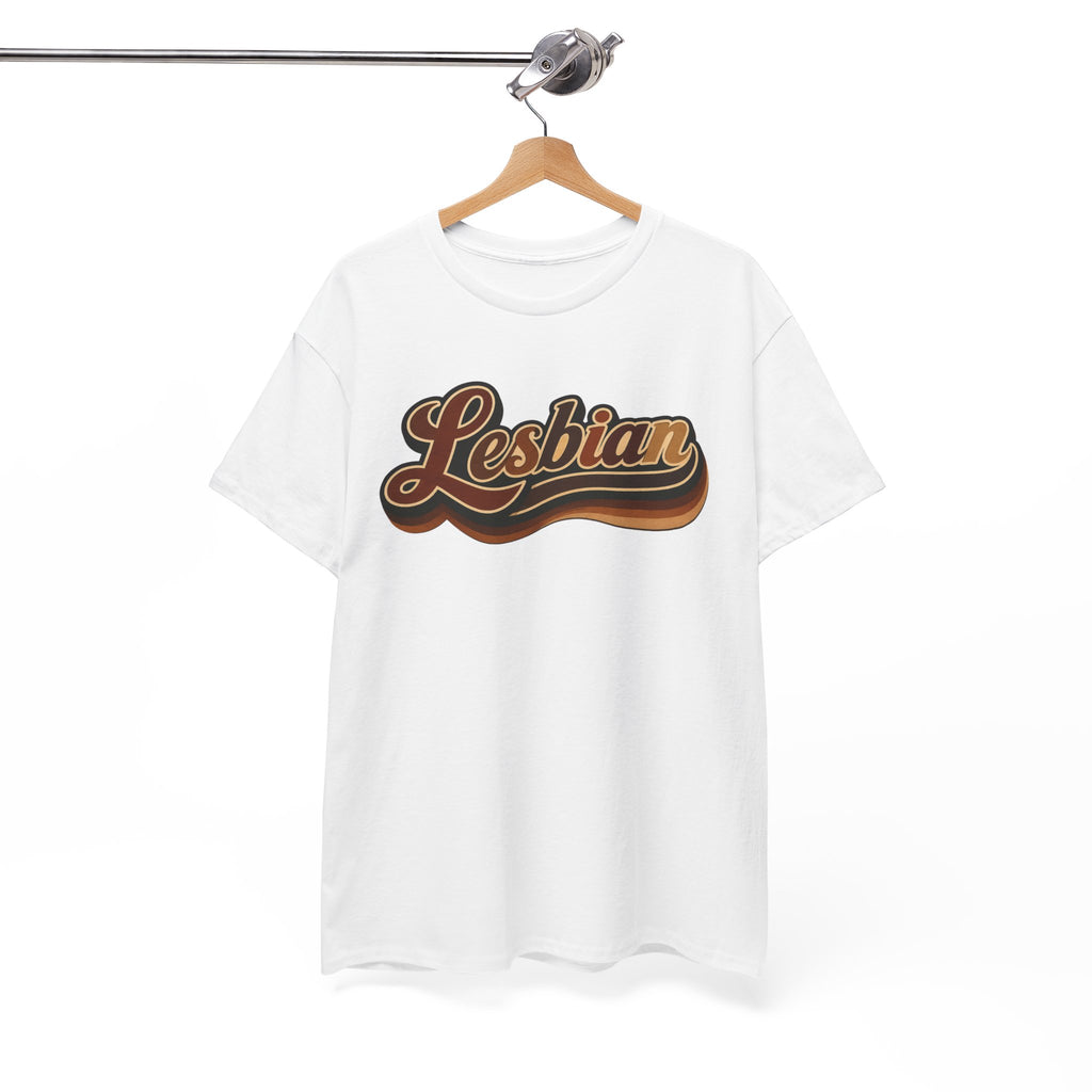 Pride Lesbian Retro Vibes in Melanin Unisex Heavy Cotton Tee