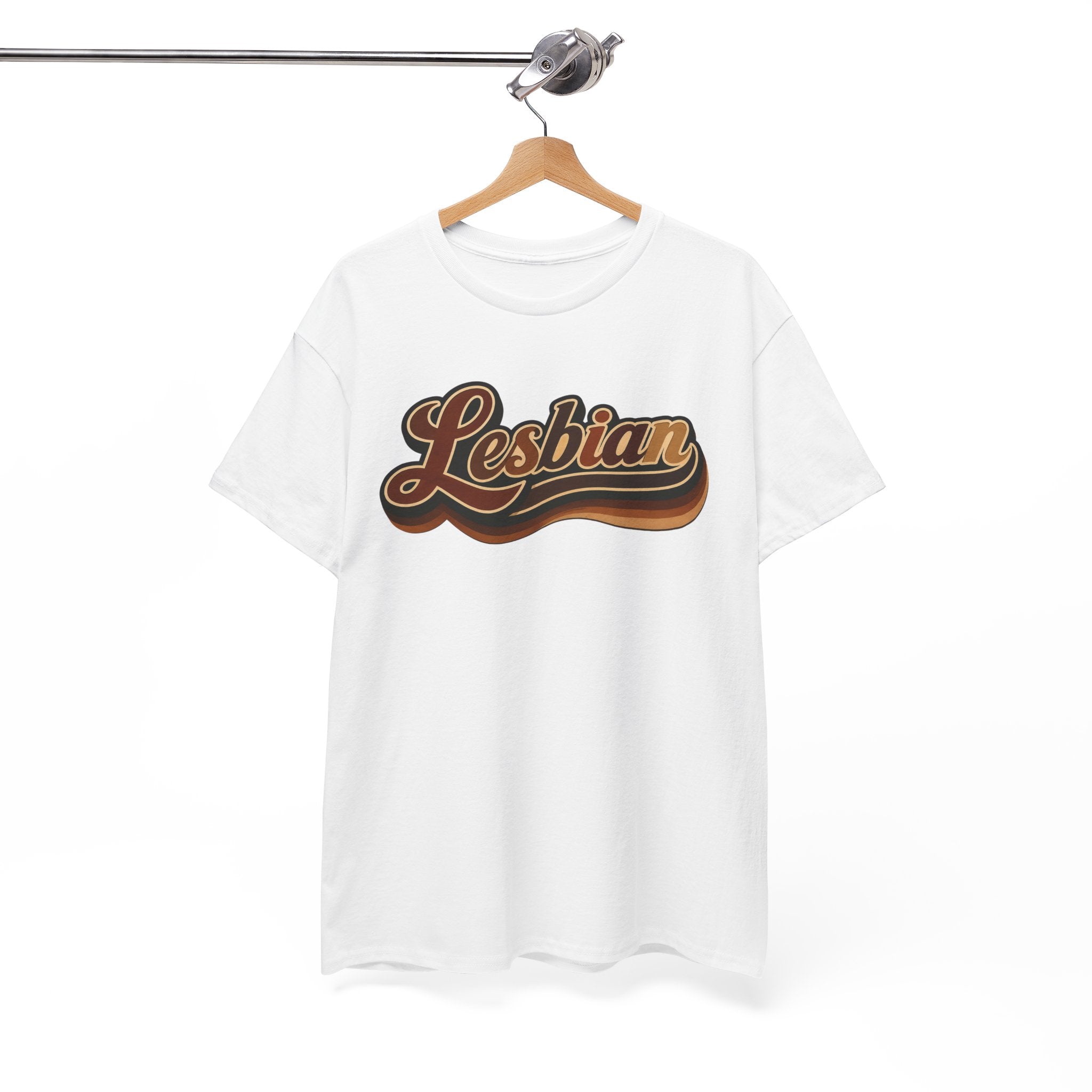 Pride Lesbian Retro Vibes in Melanin Unisex Heavy Cotton Tee