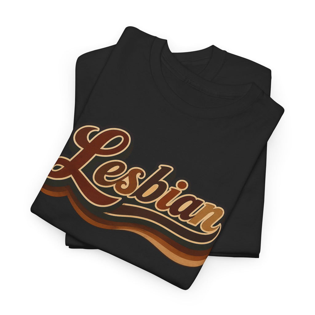 Pride Lesbian Retro Vibes in Melanin Unisex Heavy Cotton Tee