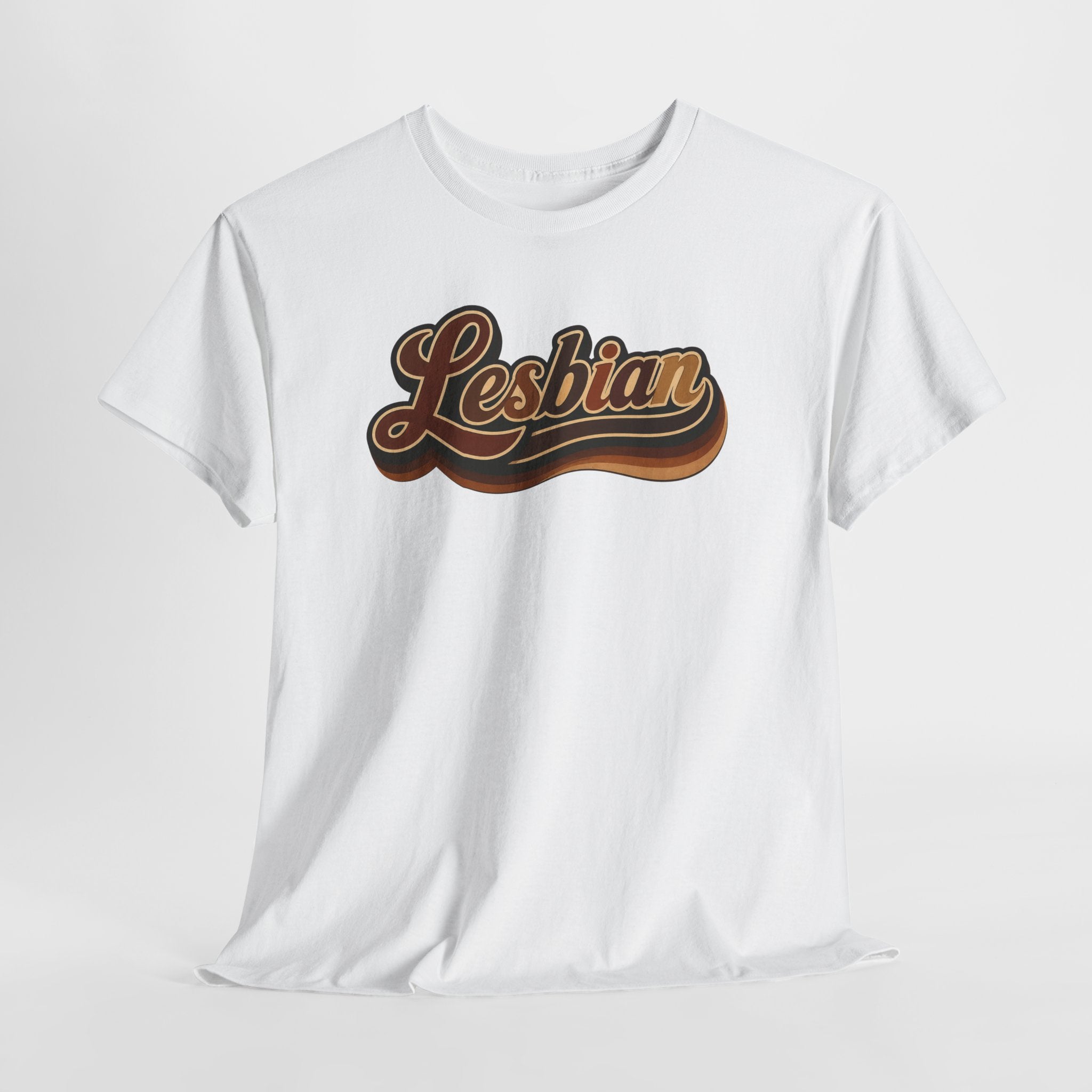 Pride Lesbian Retro Vibes in Melanin Unisex Heavy Cotton Tee