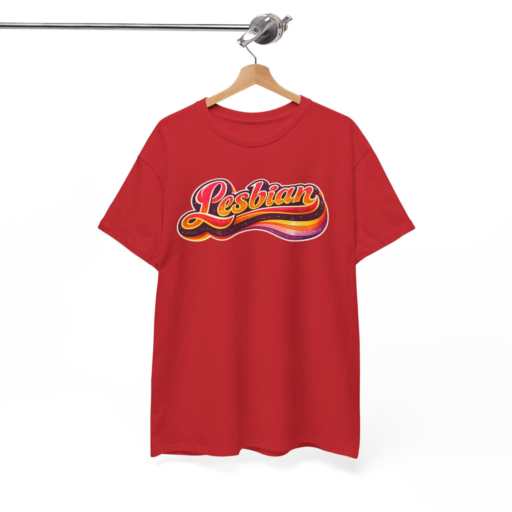 Pride Lesbian Retro Vibes Unisex Heavy Cotton Tee