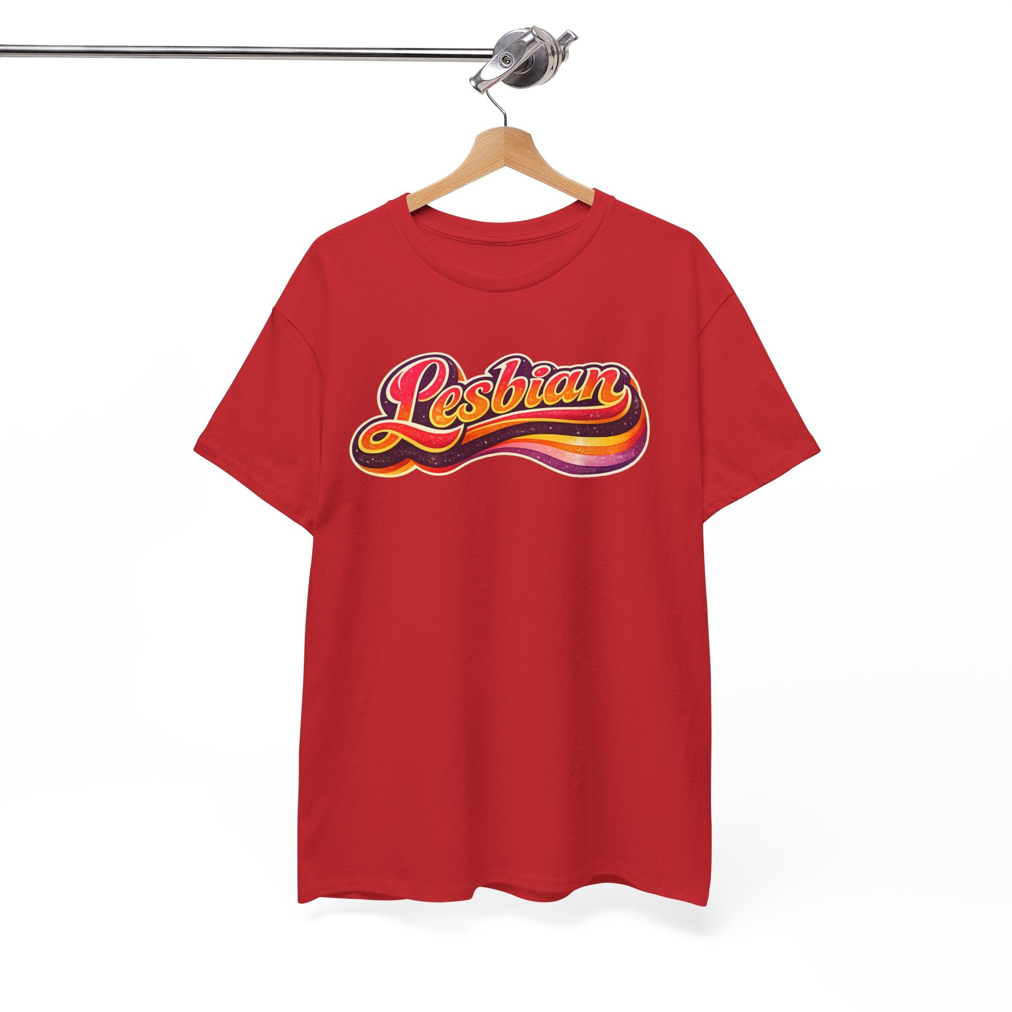 Pride Lesbian Retro Vibes Unisex Heavy Cotton Tee