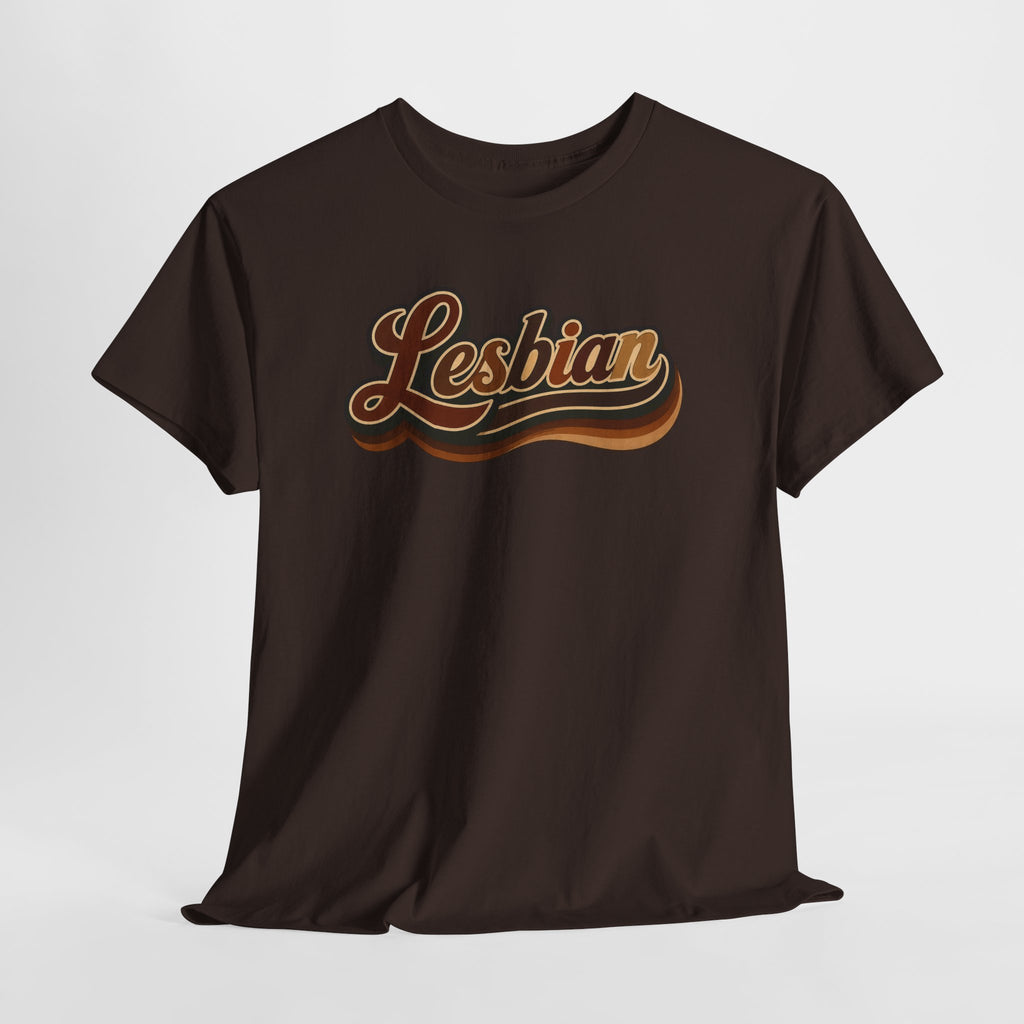 Pride Lesbian Retro Vibes in Melanin Unisex Heavy Cotton Tee