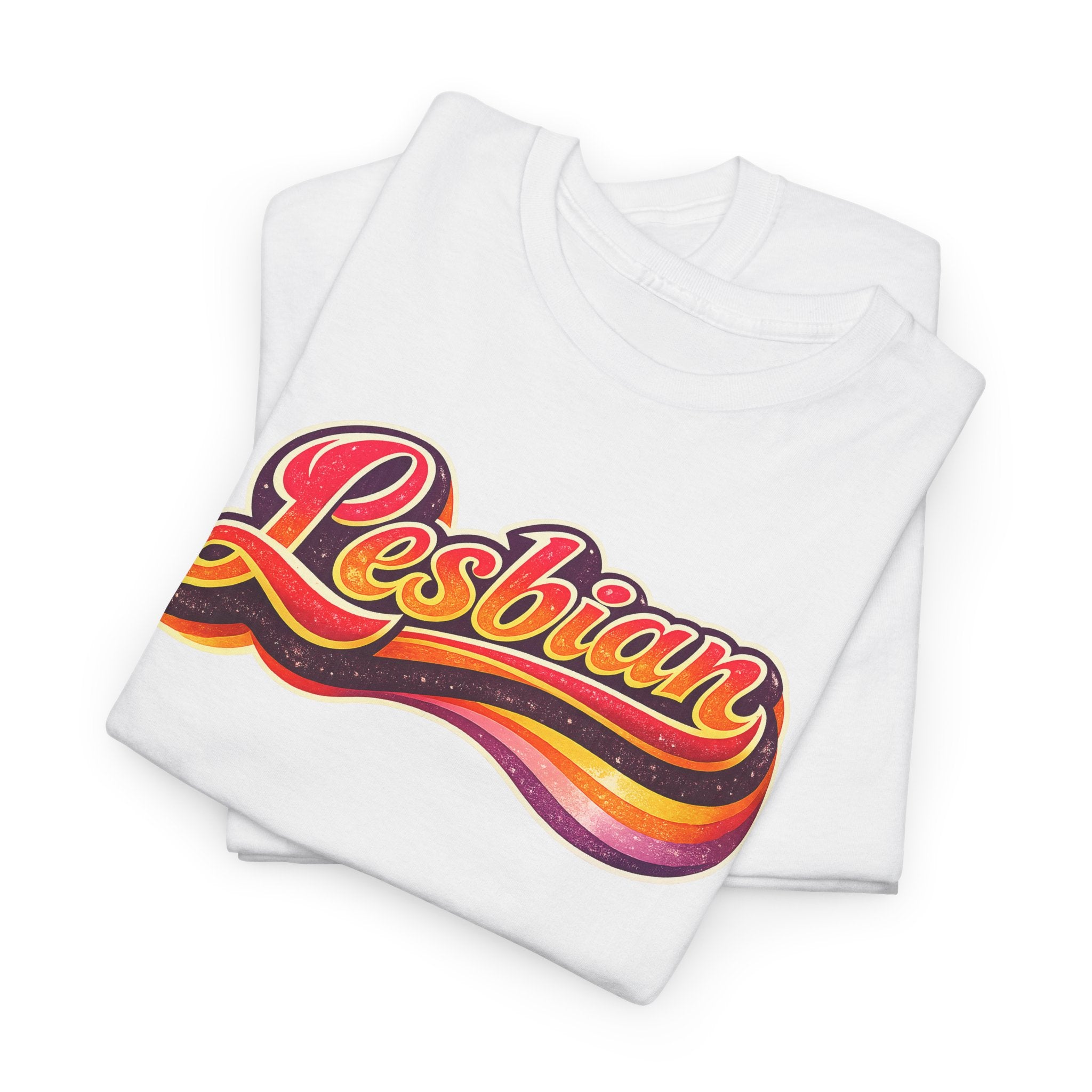 Pride Lesbian Retro Vibes Unisex Heavy Cotton Tee
