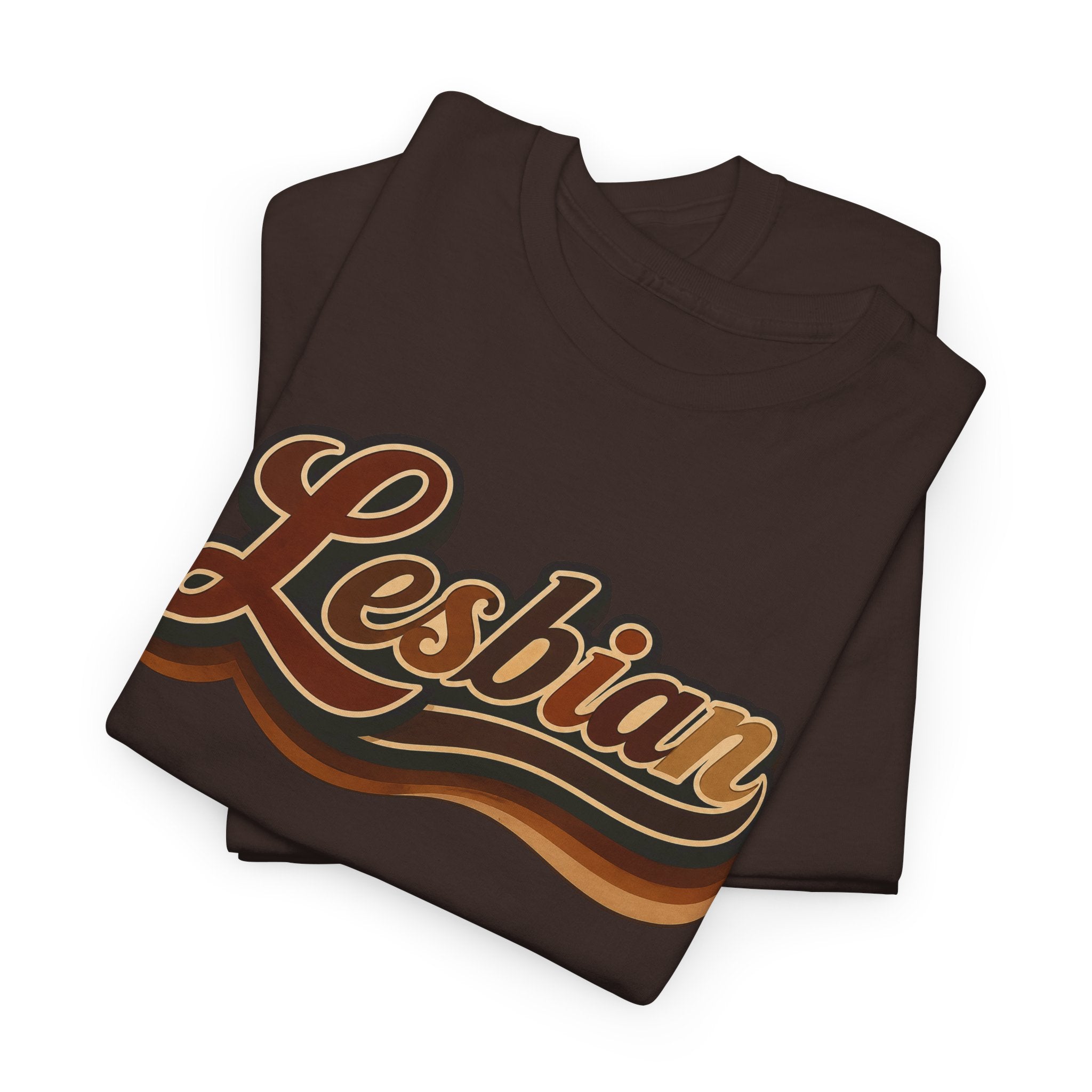 Pride Lesbian Retro Vibes in Melanin Unisex Heavy Cotton Tee