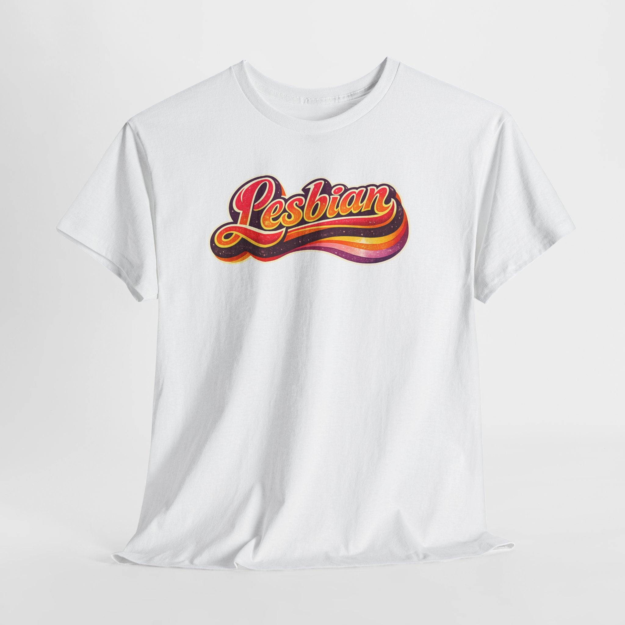 Pride Lesbian Retro Vibes Unisex Heavy Cotton Tee