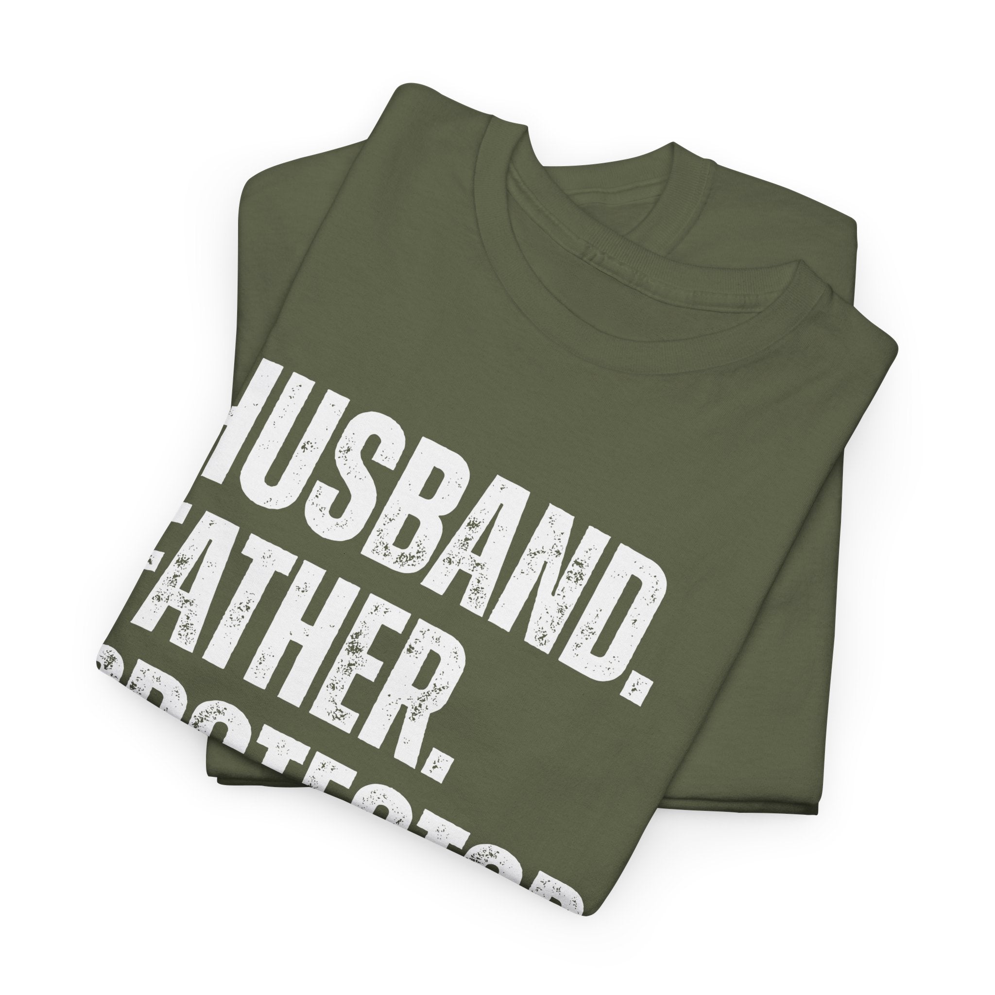Husband Father Protector Veteran Unisex Heavy Cotton Tee