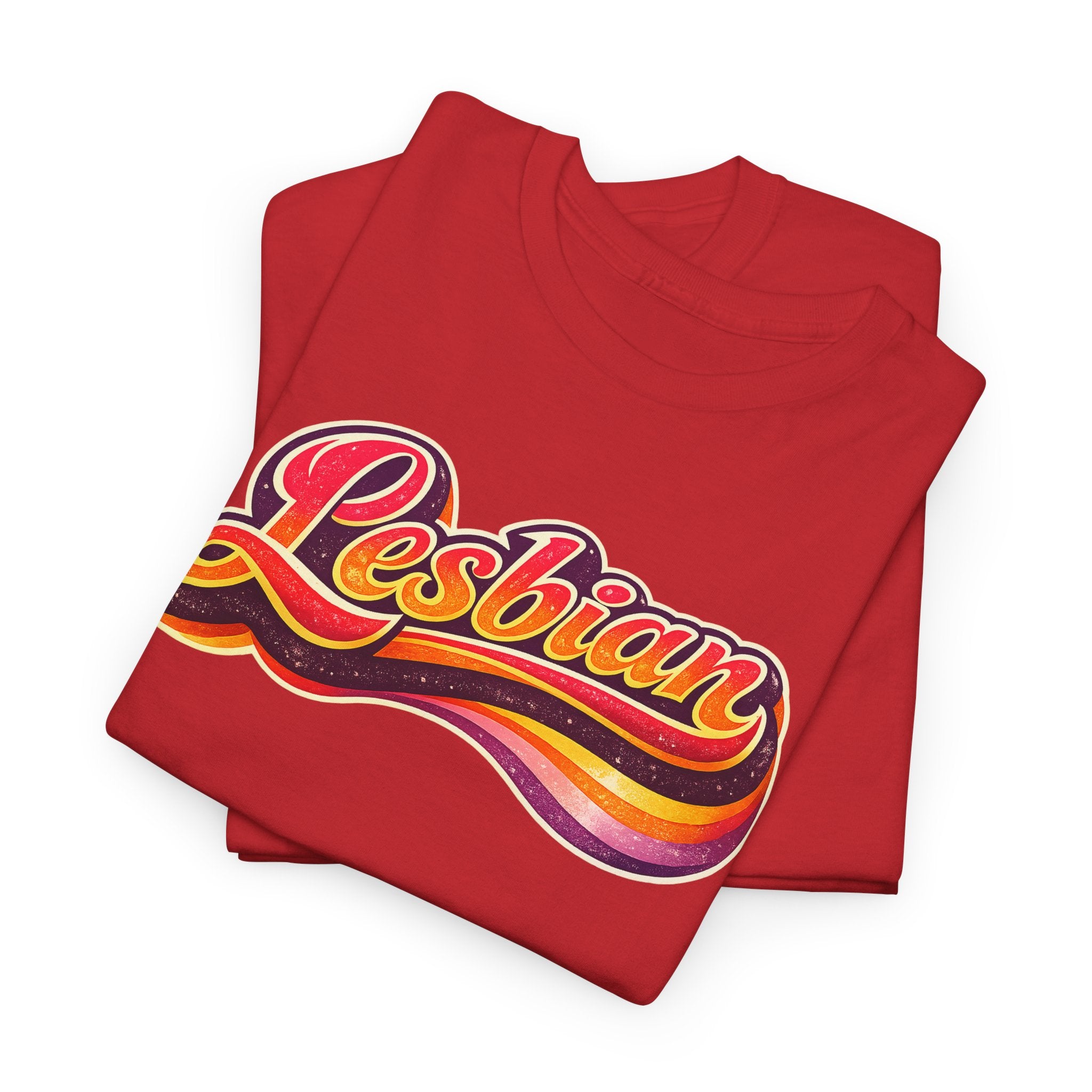 Pride Lesbian Retro Vibes Unisex Heavy Cotton Tee