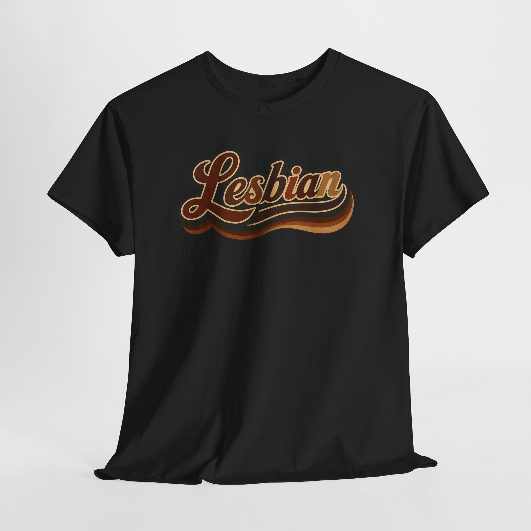 Pride Lesbian Retro Vibes in Melanin Unisex Heavy Cotton Tee