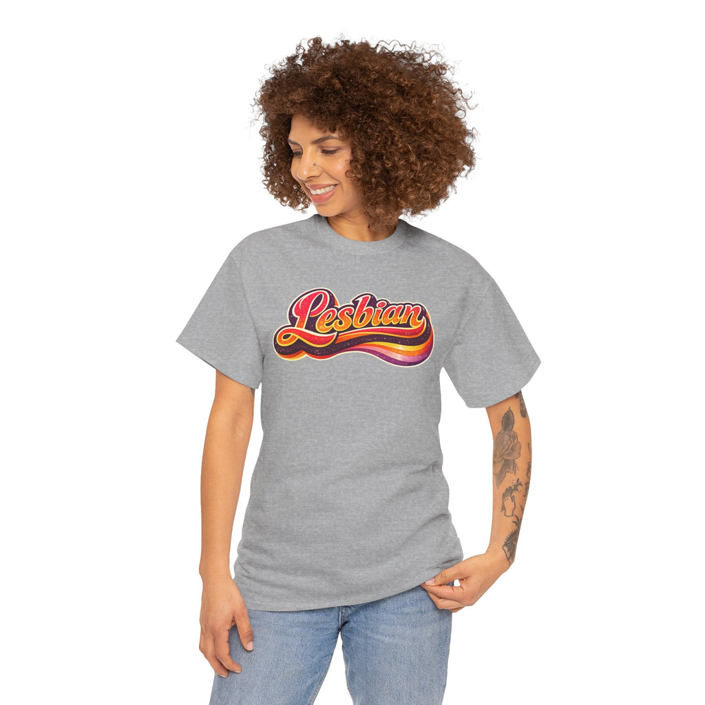Pride Lesbian Retro Vibes Unisex Heavy Cotton Tee