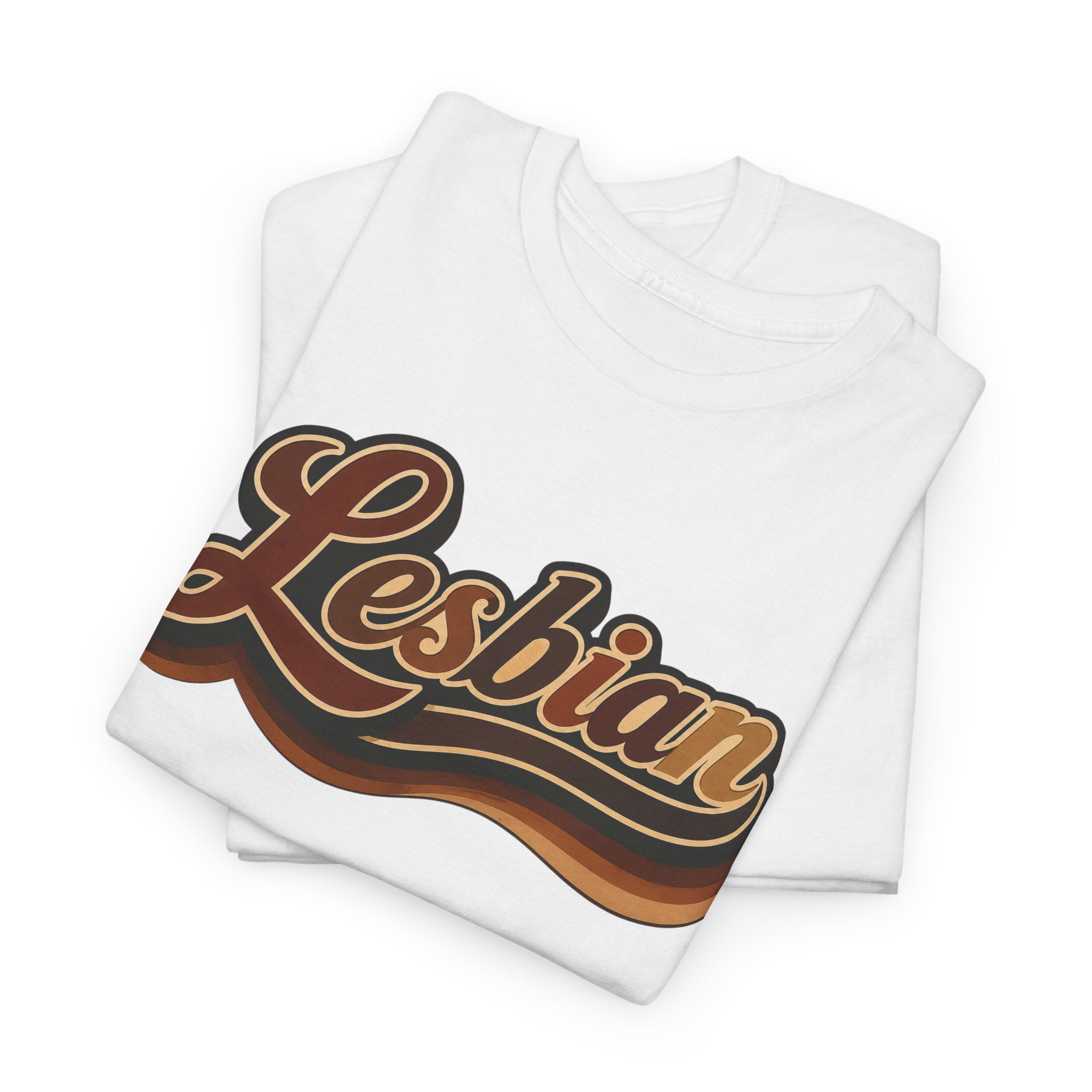 Pride Lesbian Retro Vibes in Melanin Unisex Heavy Cotton Tee