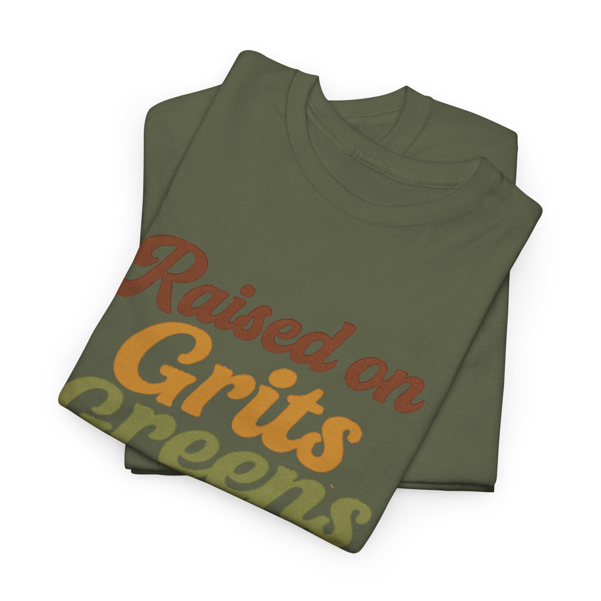 Raised on Grits Greens and Gospel Southern Style Unisex Heavy Cotton Tee
